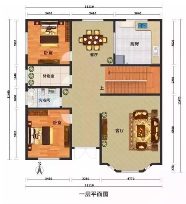 一棟浪漫法式輕鋼別墅設計案例(圖2) 輕鋼別墅平面圖
